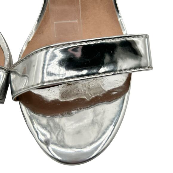 Silver Metallic Ankle Strap Block Heel Sandal Party Wedding Dress Shoes Size 7 - Picture 6 of 13